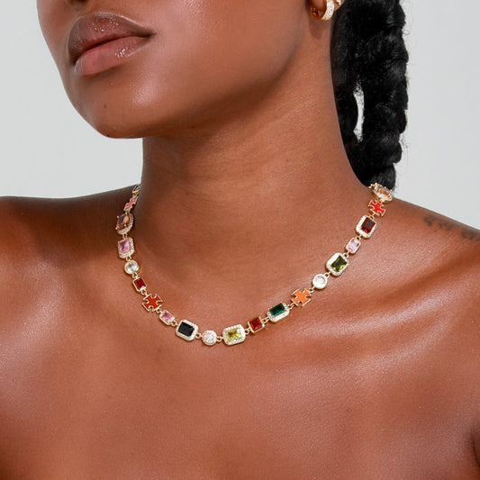 Solstice Gemstone Necklace Gold
